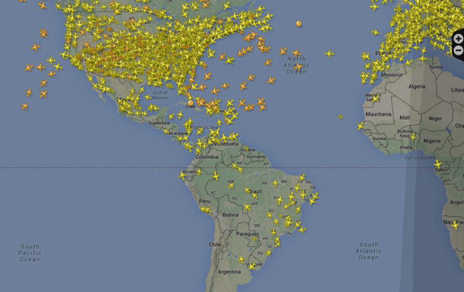 Mapa de vuelo mundial en tiempo real muestra situación de Chile