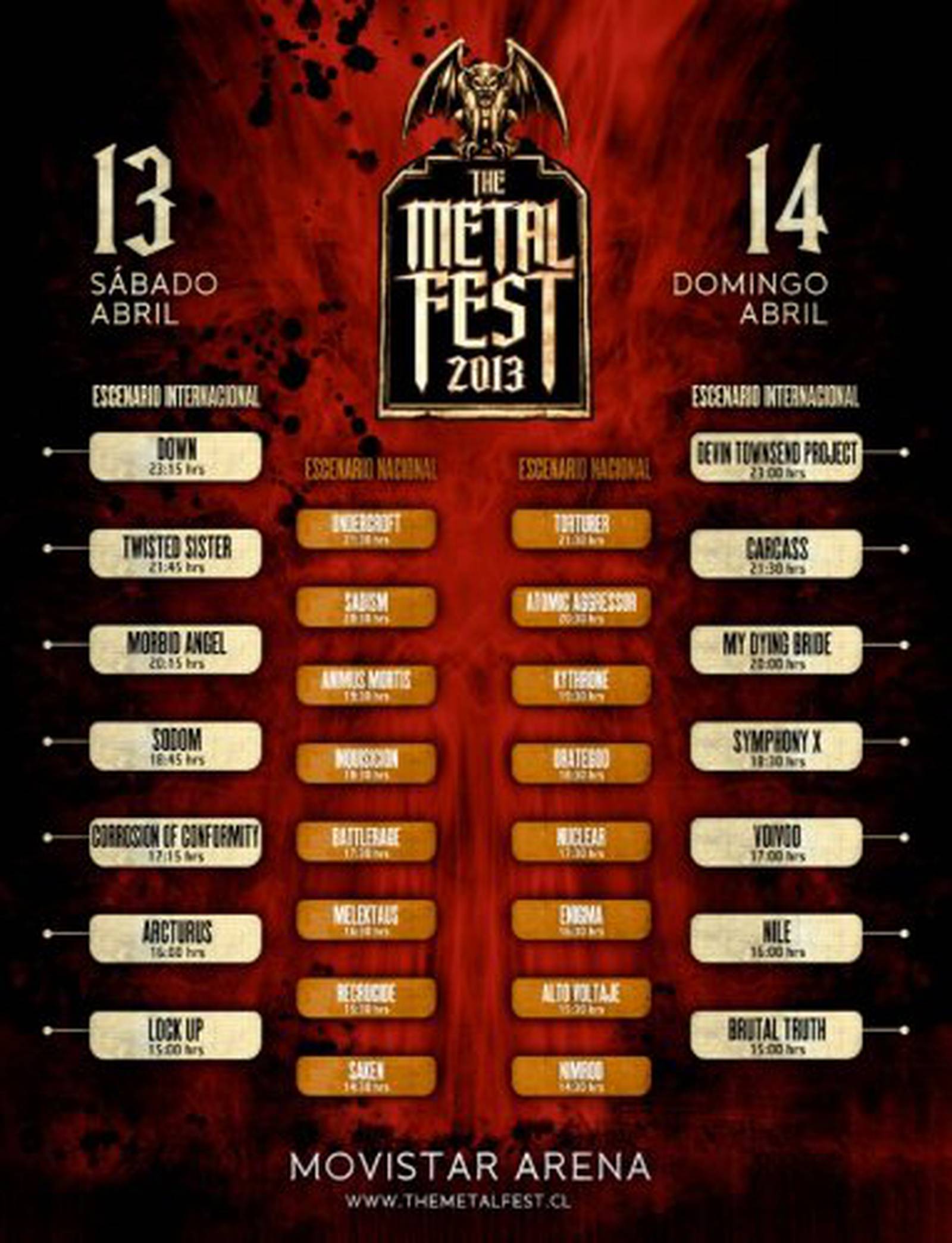 The Metal Fest anuncia Programación y horarios de bandas Publimetro Chile