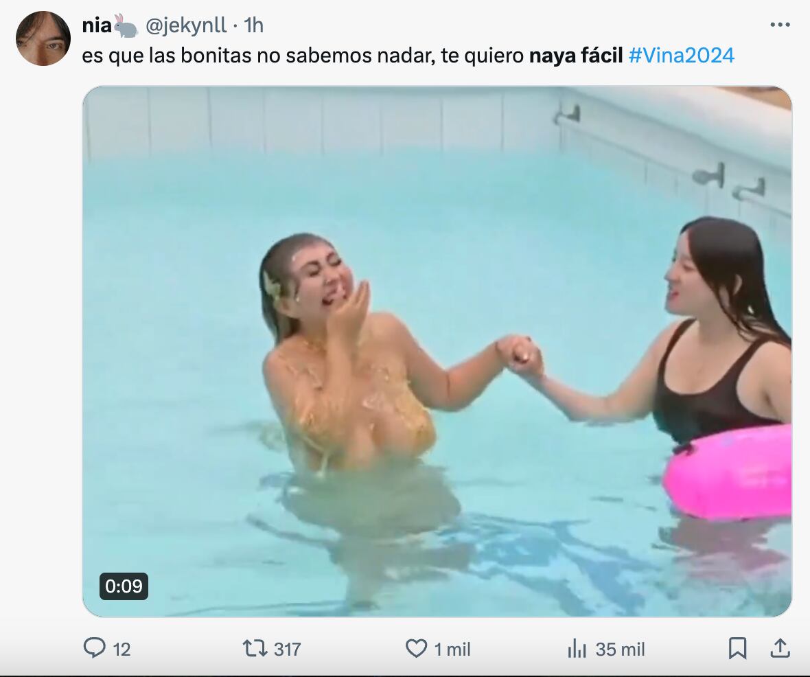 Las bonitas no sabemos nadar”: Piscinazo de Naya Fácil como sacó aplausos  en las redes sociales – Publimetro Chile