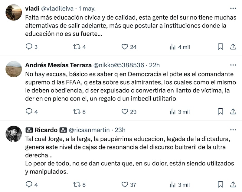 Comentarios a Baradit | Fuente: X (Twitter)