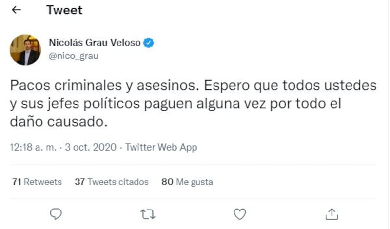 El ministro Grau tuvo que borrar sus tuits de odio a Carabineros.