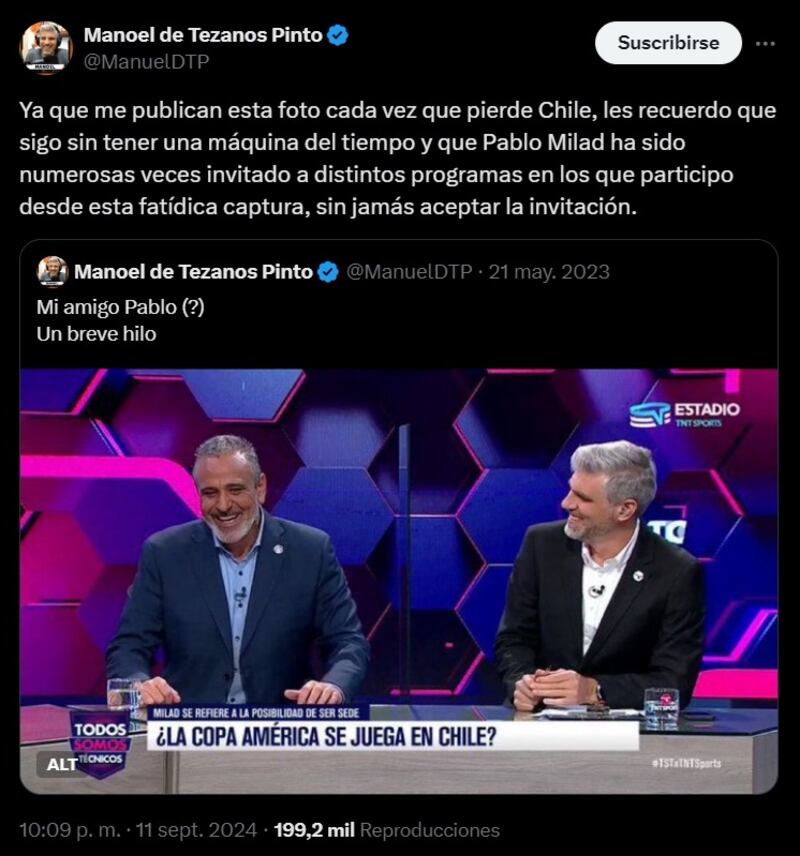 El periodista se enfrascó en mediáticas polémicas con Arturo Vidal y Eduardo Vargas luego de las derrotas de la selección chilena ante Bolivia y Argentina.