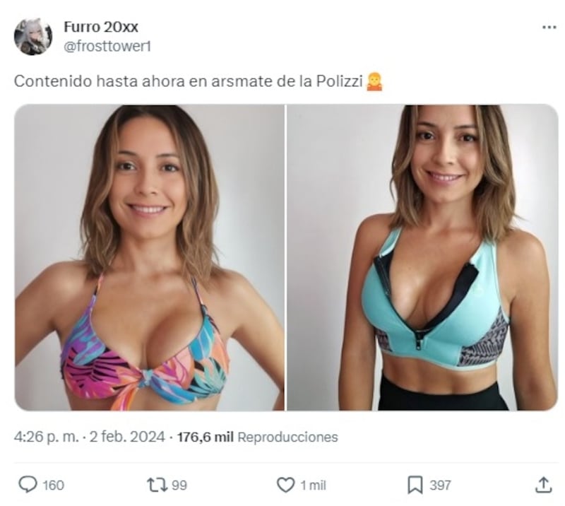 Algunos usuarios de la red social X y Telegram publicaron en las últimas horas las eventuales primeras fotografías que Camila Polizzi habría publicado en su cuenta de suscripción de pago de Arsmate.