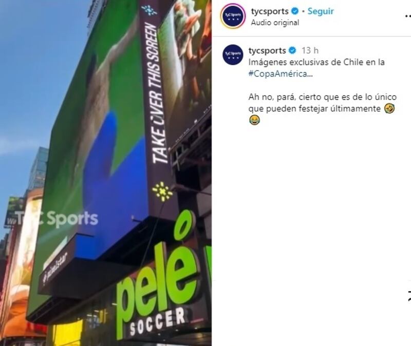 El canal de deportes argentino respondió en sus redes sociales al troleo de los hinchas chilenos al banderazo que hicieron los fanáticos transandinos en el Times Square de Nueva York.