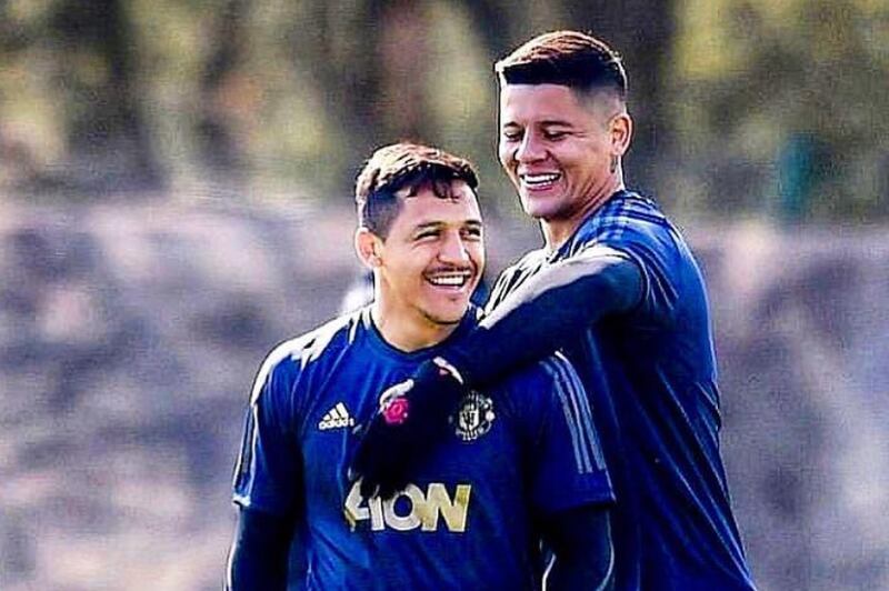 Alexis Sánchez y Marcos Rojo fueron compañeros en Manchester United