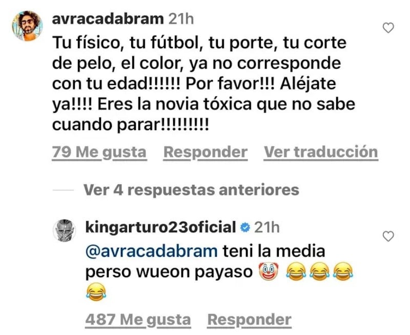 El comentario del seguidor y la respuesta de Arturo Vidal