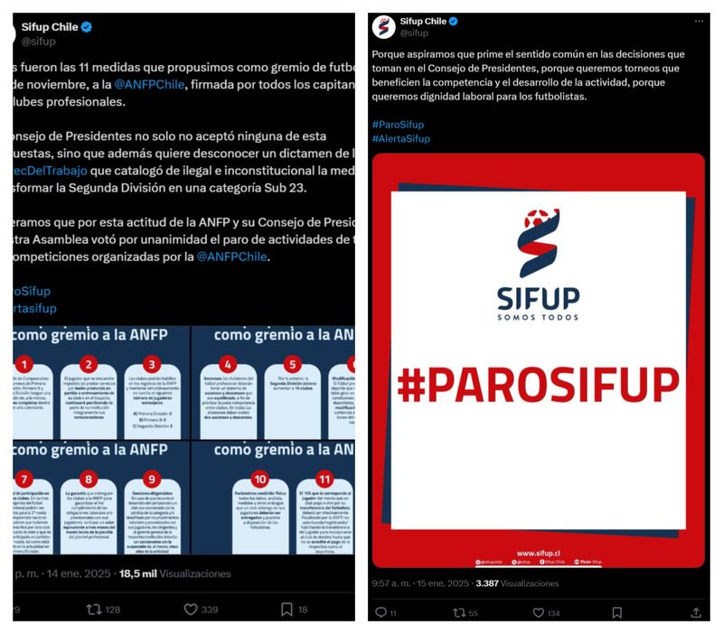 En sus redes sociales oficiales los dirigentes del sindicato confirmaron que convocarán a paro de futbolistas profesionales por la decisión de la ANFP, de convertir en una competencia Sub23 el campeonato de Segunda División.