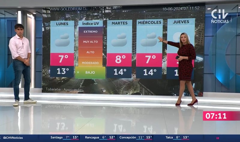 Vuelven las lluvias a Santiago. Captura de CHV