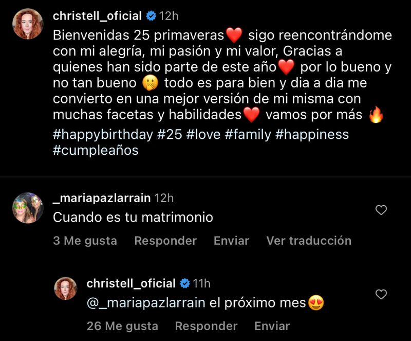 Comentario de Christell Rodríguez | Instagram