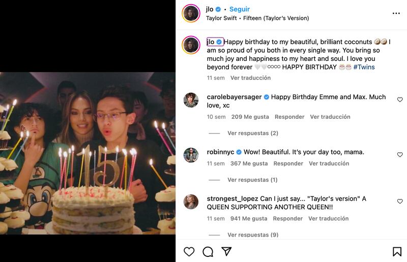 Jlo festeja el cumpleaños de sus gemelos.