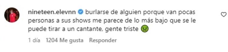 El hijo de Julio César Rodríguez y Francisca García-Huidobro defendió a Vesta Lugg de las burlas por su recital sin público y se llevó el odio de varios usuarios de redes sociales.