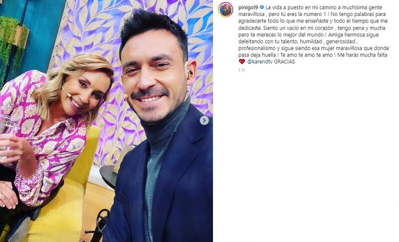 Mauricio Pinilla le dedicó un emotivo mensaje a Karen Doggenweiler luego que la periodista confirmara su salida de TVN.