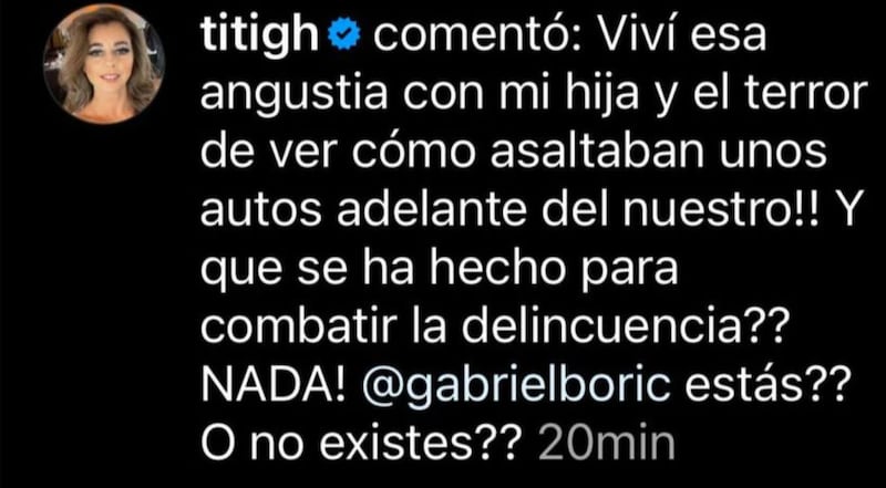 La actriz las emplumó contra el Presidente Boric por las encerronas.