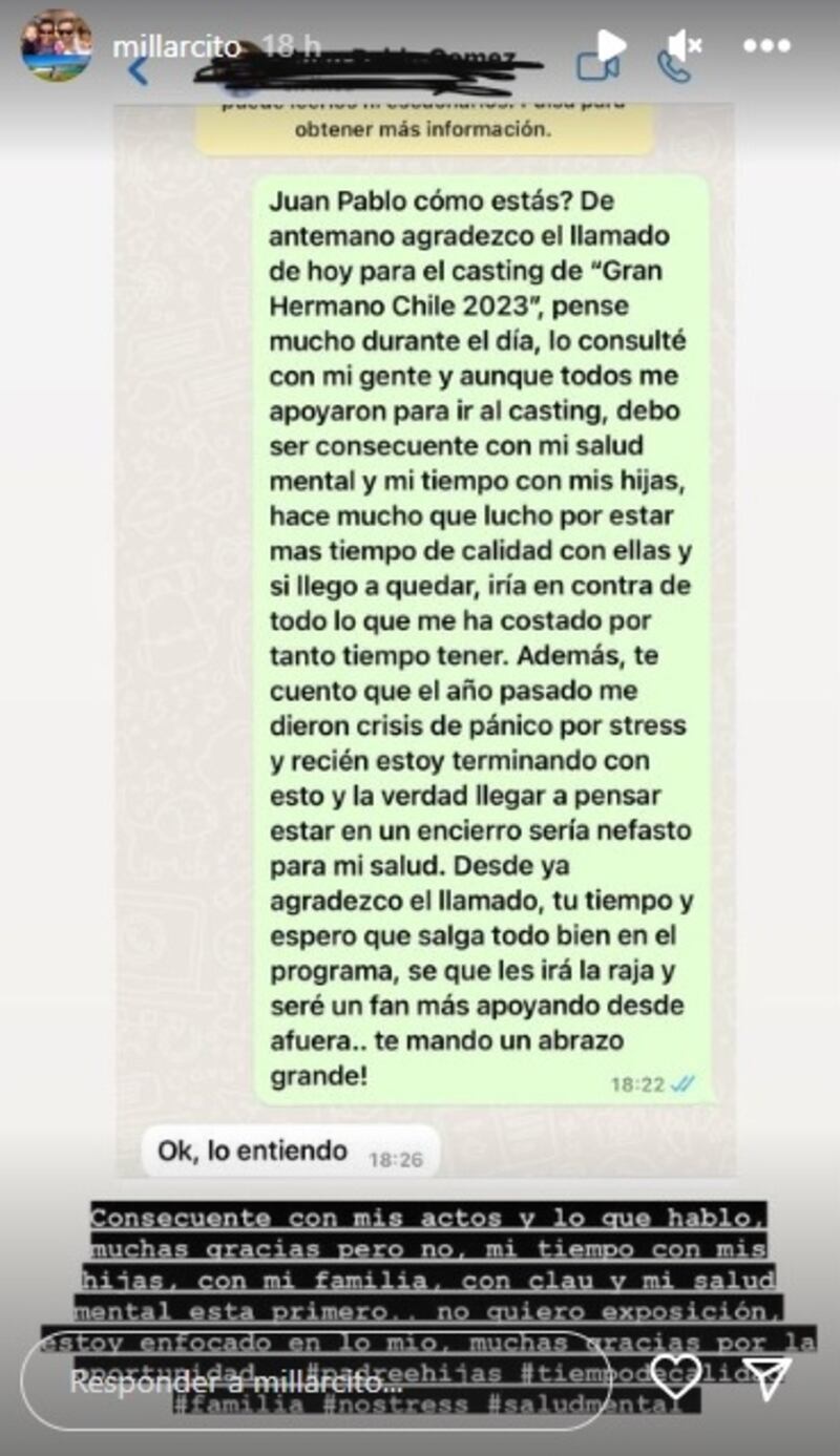 El actual pololo de una de las hermanas de Mauricio Pinilla reveló los contactos que la producción de Gran Hermano de CHV le hicieron sin siquiera postular al programa.