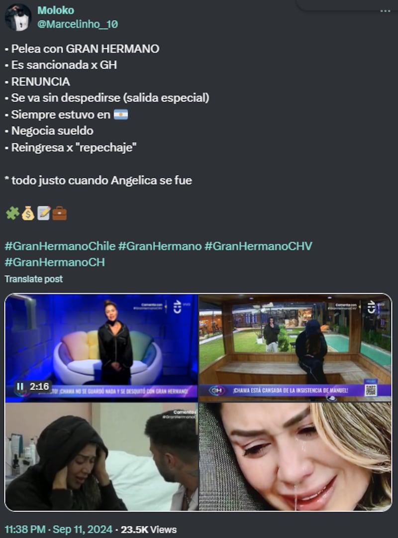 Reacción ingreso de Chama a Gran Hermano | X