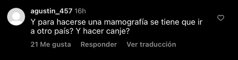 Comentario en publicación de Gala Caldirola | Instagram