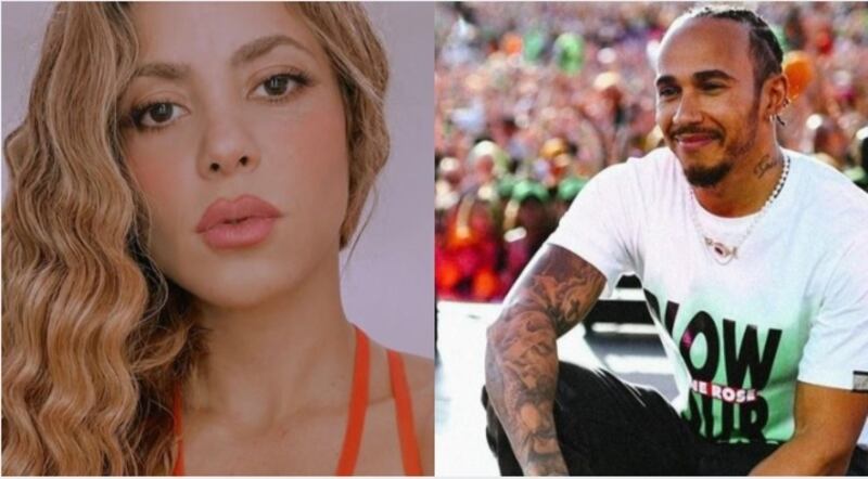 La cantante Shakira y el piloto Lewis Hamilton.