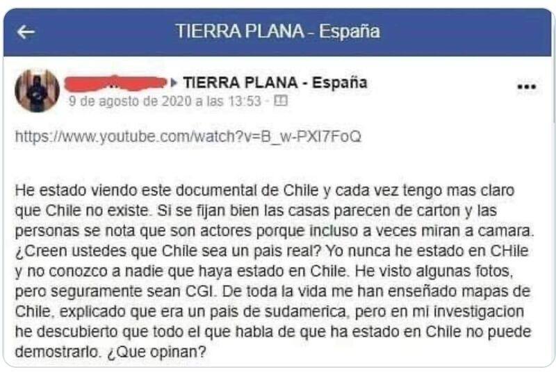 Terraplanistas dicen que Chile no existe