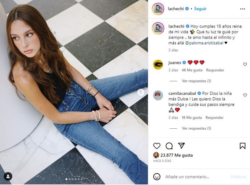 Paloma es la segunda hija de Juanes y Karen Martínez