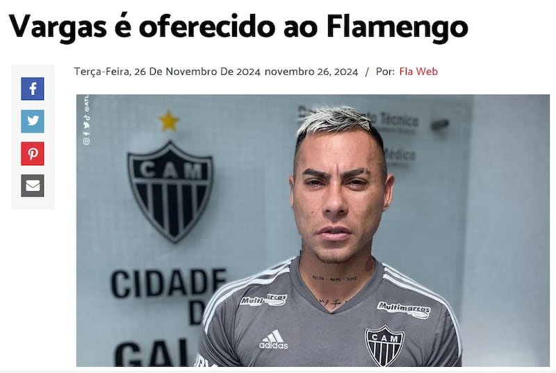 El delantero chileno finaliza su contrato con Atlético Mineiro y en su horizonte apareció ahora Flamengo de Río Janeiro.