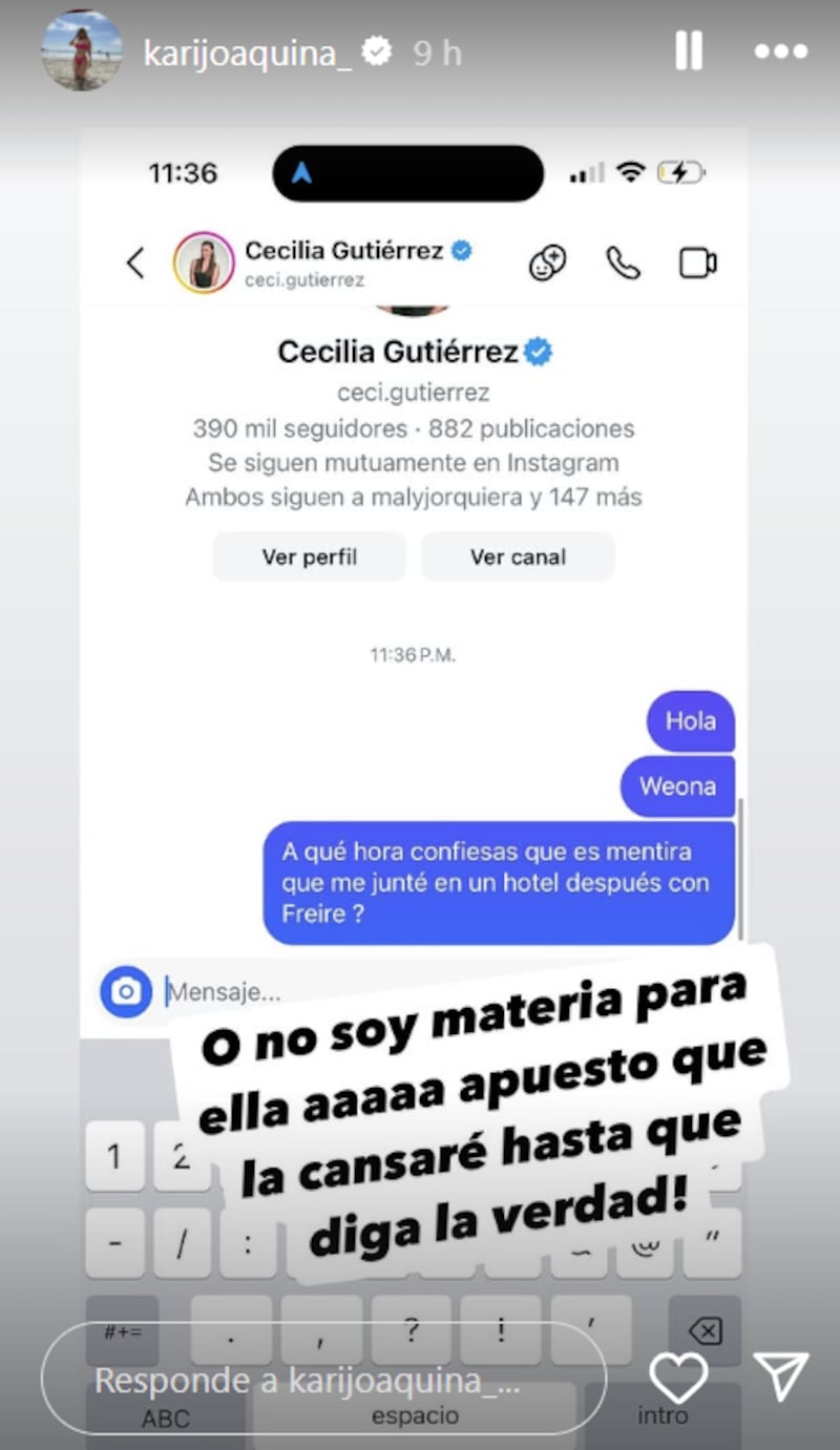 Historia de Karina Valenzuela | Instagram