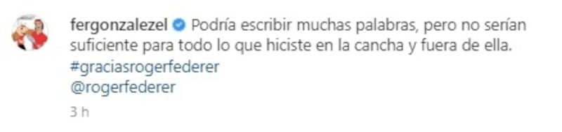 Fernando González homenajeó a Roger Federer luego de anunciar su retiro del tenis profesional.