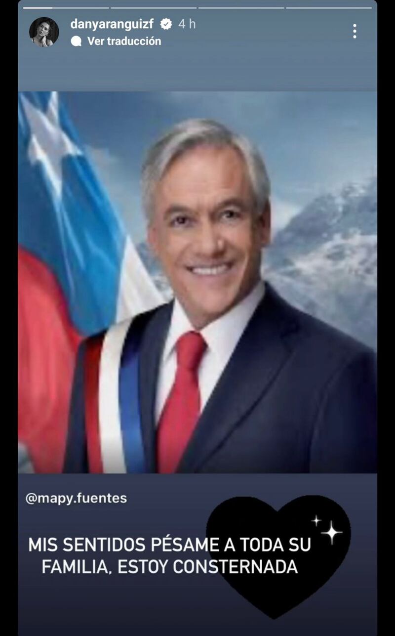 Historia de Daniela Aránguiz sobre Sebastián Piñera | Instagram