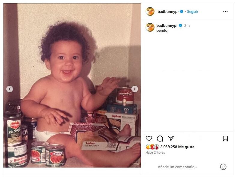 Bad Bunny recordó su infancia en Puerto Rico con la publicación de una galería de fotos de su niñez