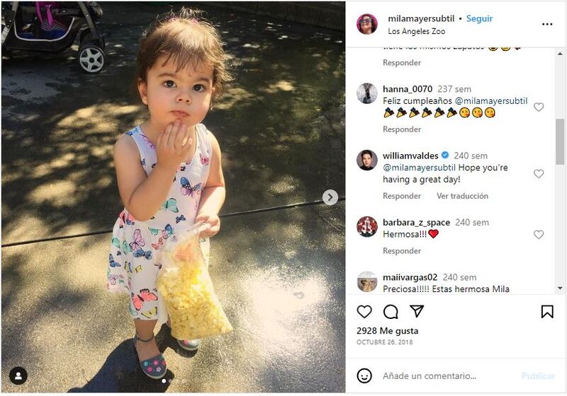 Mila Mayer Subtil a poco para cumplir sus dos años