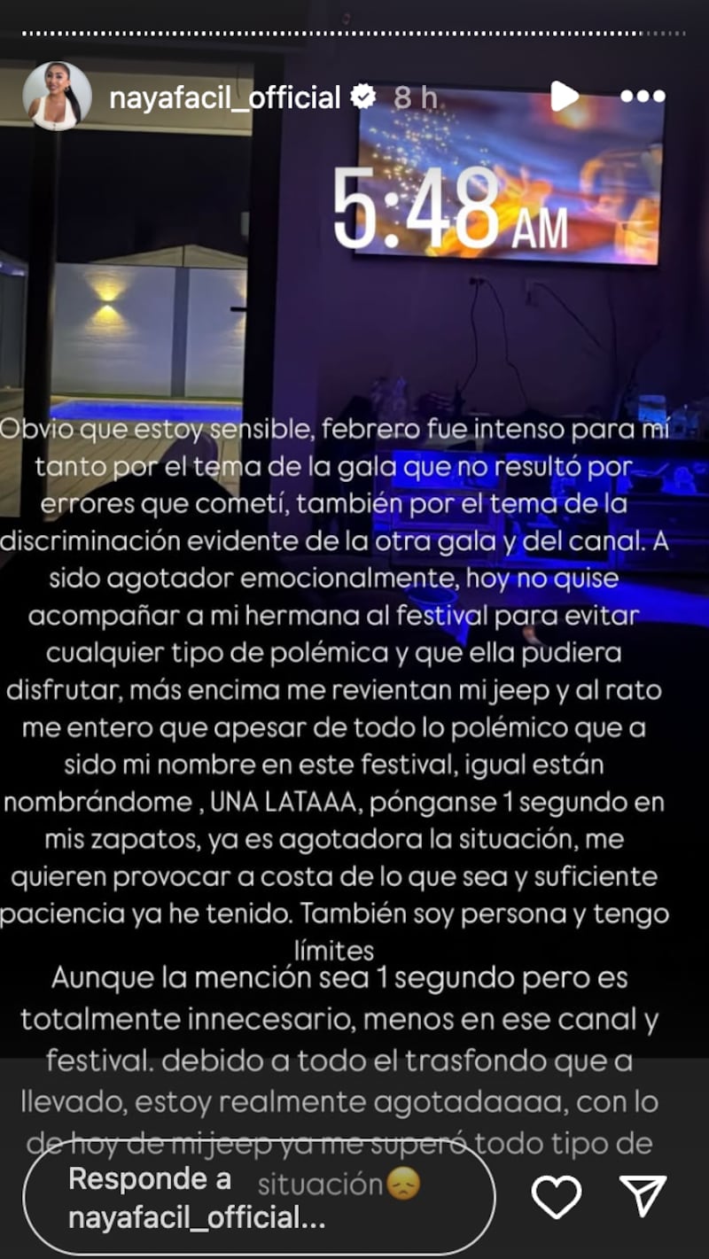 Historia de Naya Fácil contra Pedro Ruminot y Mega | Captura: Instagram @nayafacil_official