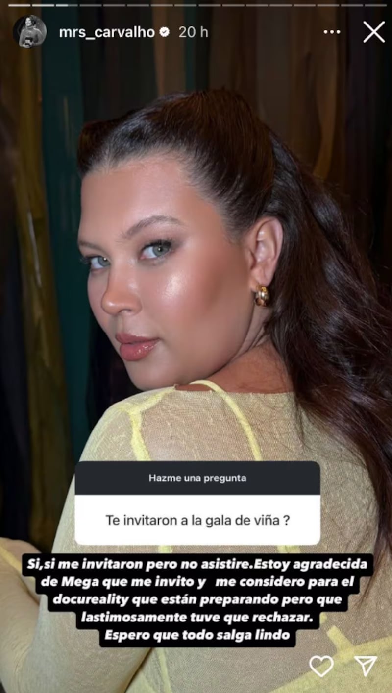 Historias de Michelle Carvalho | Captura: La Cuarta e Instagram @mrs_carvalho