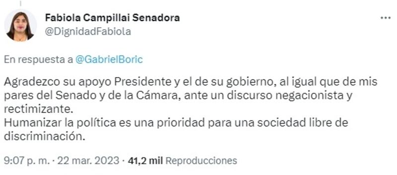 La senadora quedó muy afectada luego de conocer los cuestionamientos que hizo la diputada Cordero a su pérdida de la vista a consecuencia del estallido social.