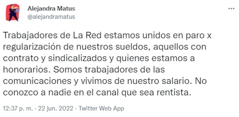 Alejandra Matus ya había informado hace un mes de la crisis económica de La Red.