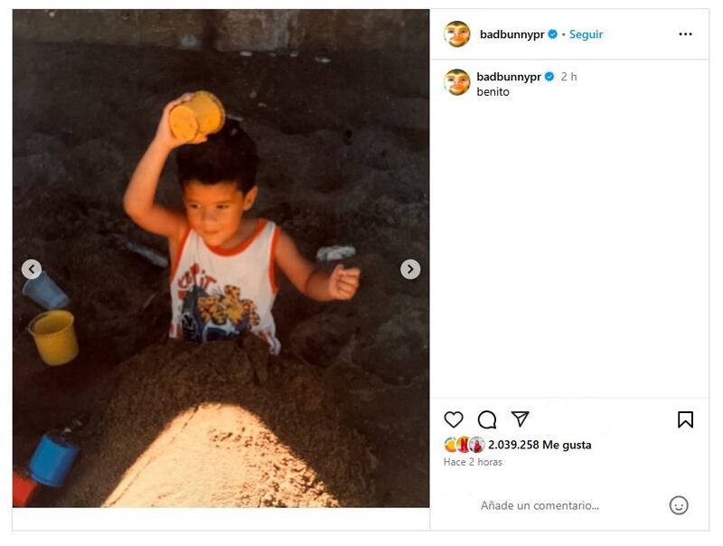 Bad Bunny recordó su infancia en Puerto Rico con la publicación de una galería de fotos de su niñez