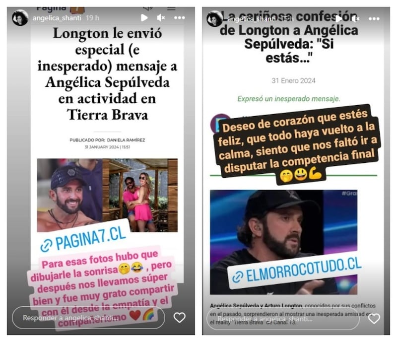 Angélica bromeó con el amoroso recuerdo que hizo de ella Arturo Longton en el reality "Tierra Brava".