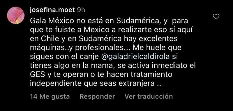 Comentario en publicación de Gala Caldirola | Instagram