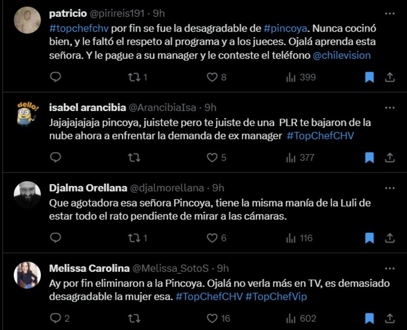 Reacción eliminación de Pincoya de "Top Chef"