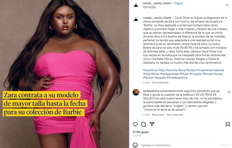 Gorda, negra y trans: la modelo de Zara que está enfureciendo a los españoles y a medio mundo.