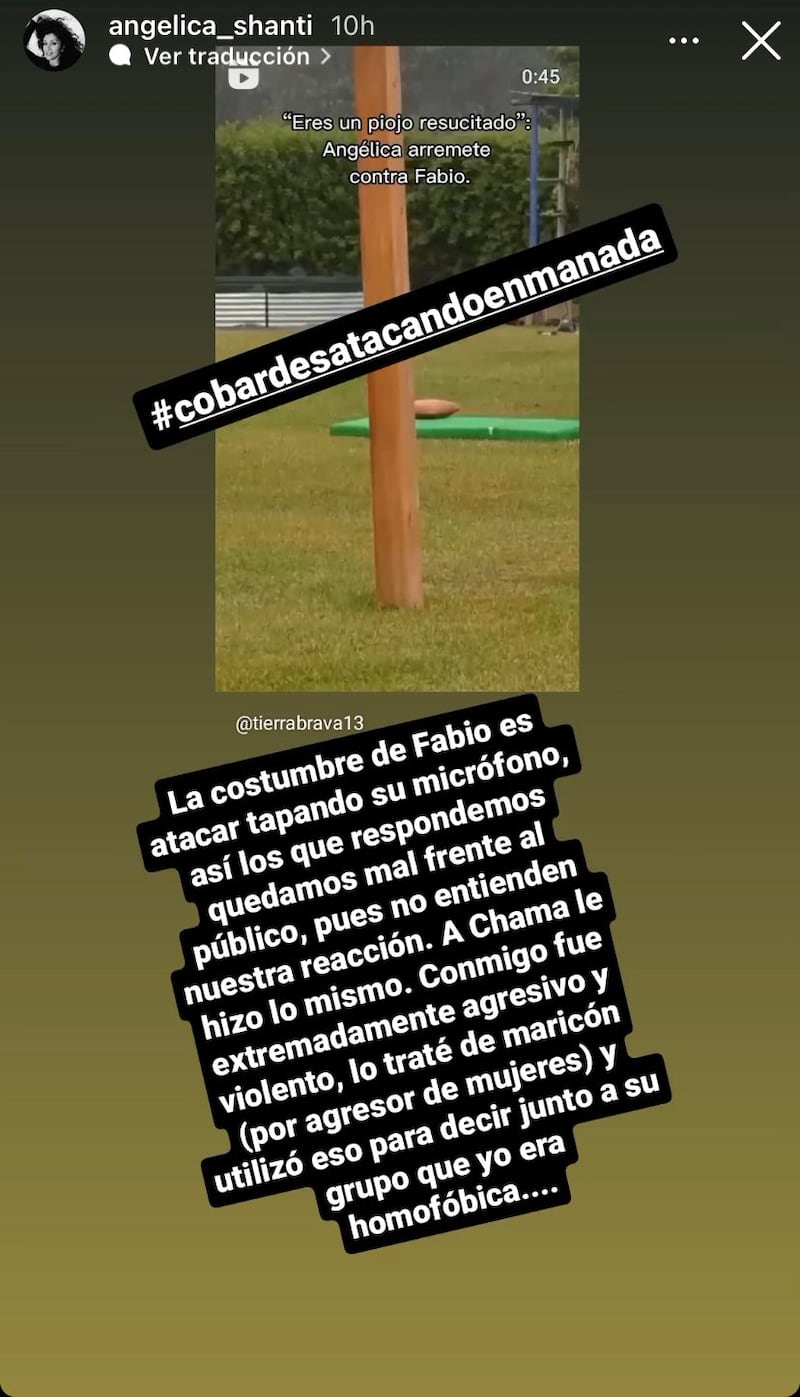 Angélica arremetió contra Fabio. Captura de Instagram