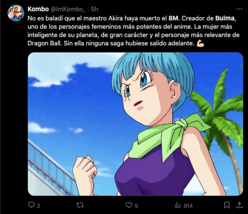 Fanáticas homenajean a Bulma de Dragon Ball en el 8M, tras la muerte de Akira Toriyama