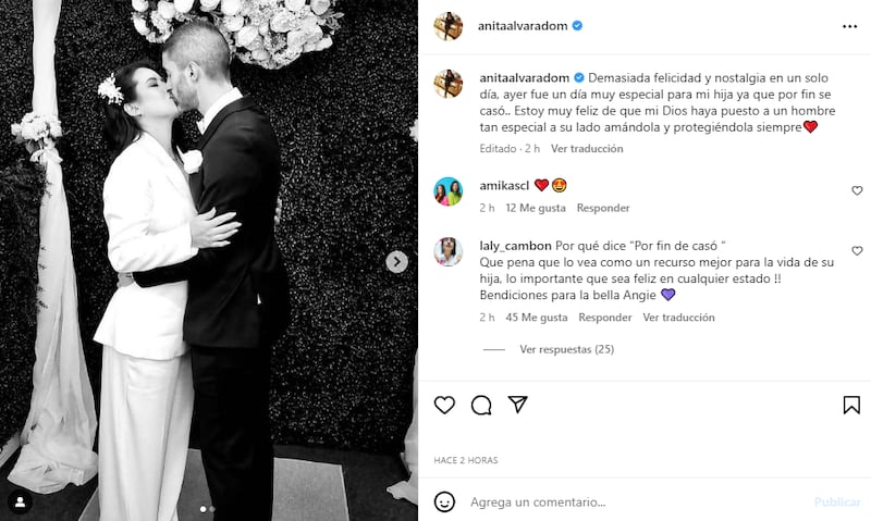 Anita Alvarado escribió un especial mensaje para Angie tras su matrimonio