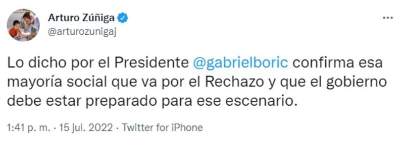 El convencional Arturo Zúñiga valoró los dichos del Presidente Boric.