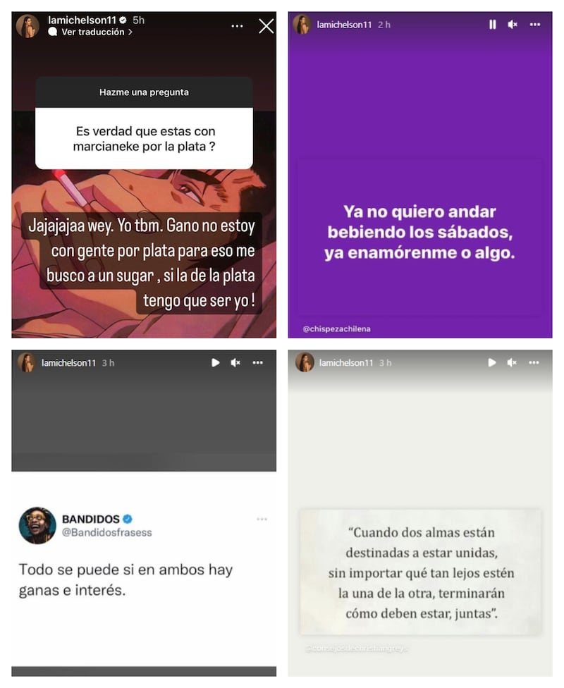 Ignacia Michelson no ha dejado de compartir enigmáticos mensajes románticos en su cuenta de Instagram.