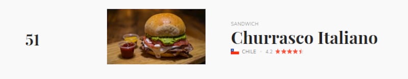 Los 100 mejores sándwiches del mundo.