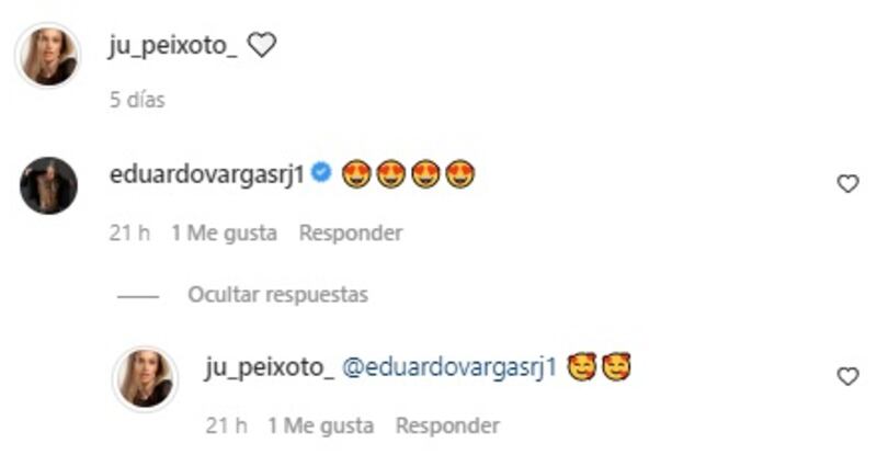 La modelo Juliana Peixoto y Eduardo Vargas habrían iniciado una relación amorosa.