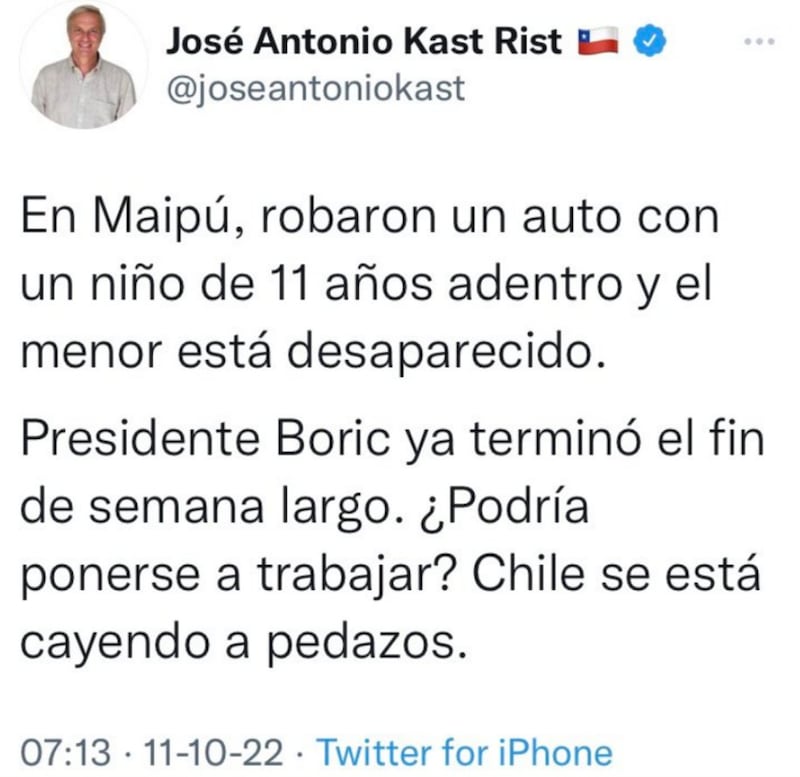 Comentario José Antonio Kast