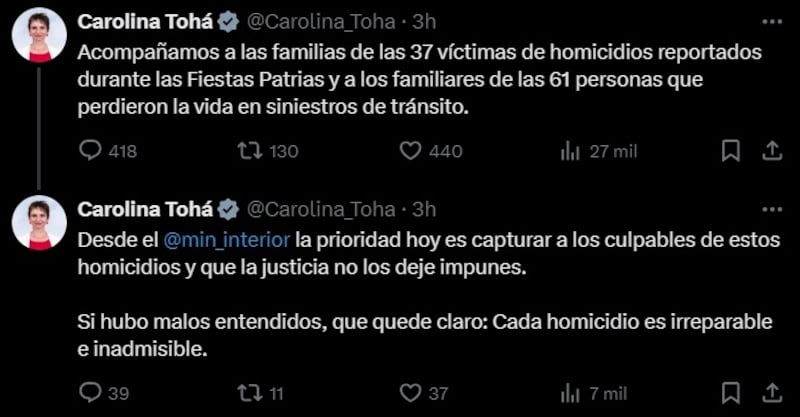 La jefa de Interior respondió a las críticas en sus redes sociales.