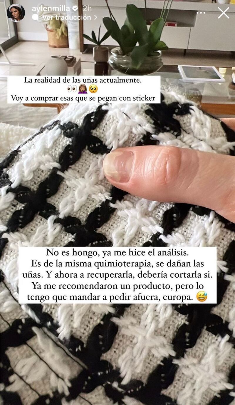 La influencer mostró otros efectos secundarios de la quimioterapia. Captura de Instagram