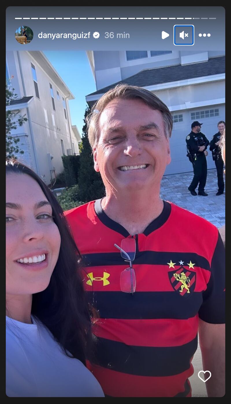 Daniela Aránguiz y Jair Bolsonaro | Fuente: Instagram