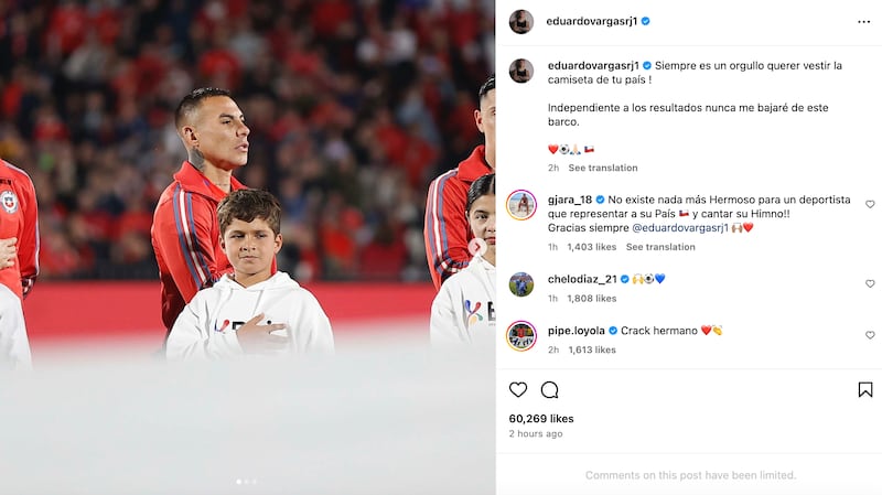 Publicación de Eduardo Vargas | Captura: Instagram